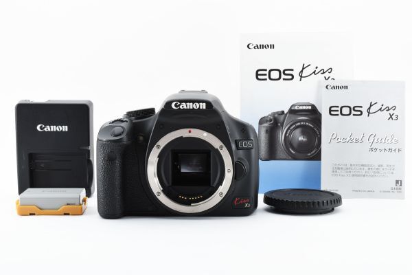動作良好 Canon EOS kiss X3 Body AF SLR Digital Camera ボディ デジタル一眼レフカメラ / キヤノン EF APS-C バッテリー、充電器付 #0809の画像1