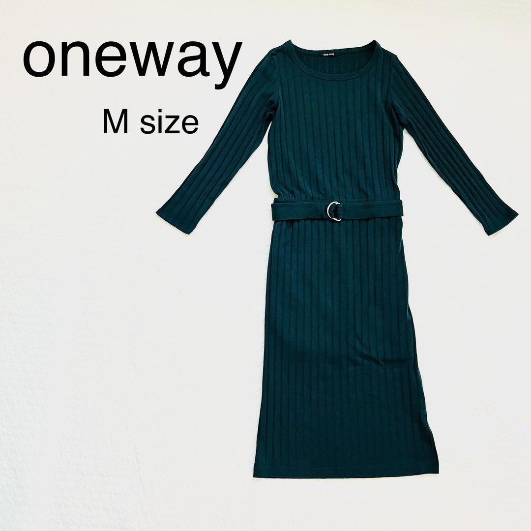 ニットワンピース oneway リブ マタニティ服 M サイズ グリーンの画像1