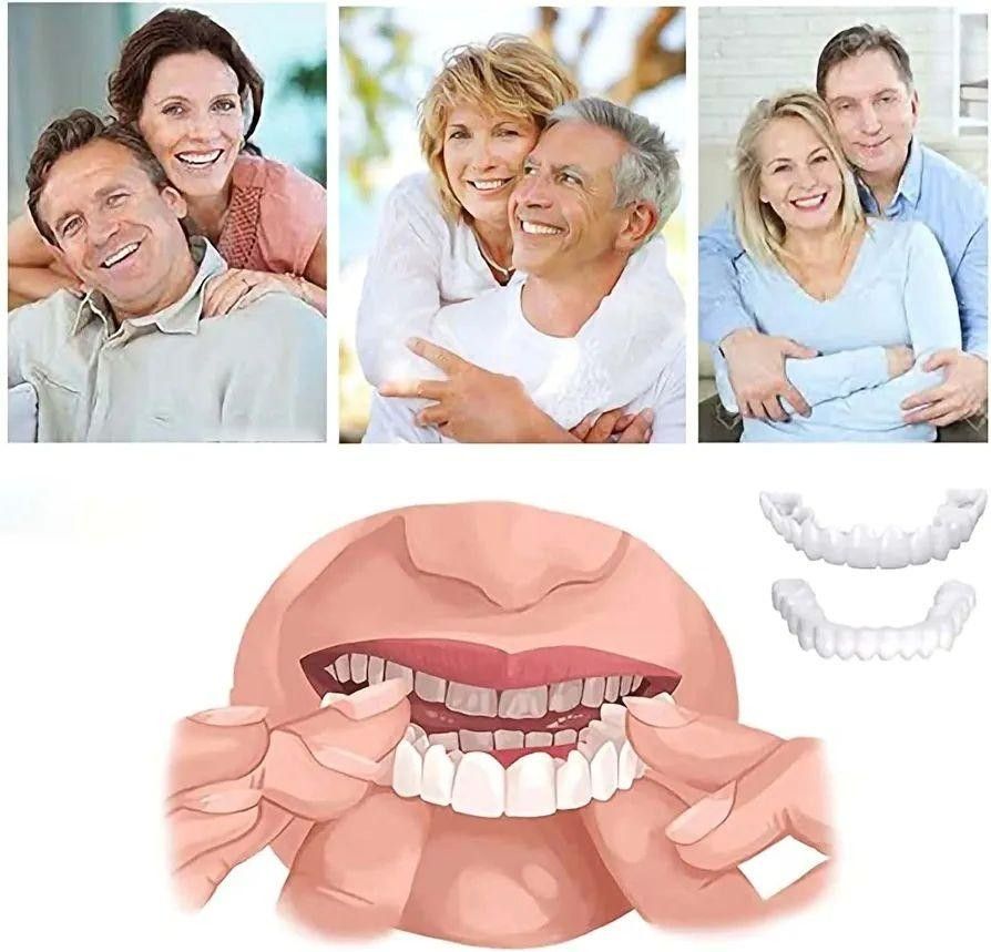 2対の義歯、速ゾル合板義歯、多機能臨時化粧用義歯、上歯+下歯セット、義歯セット歯合板 (A)