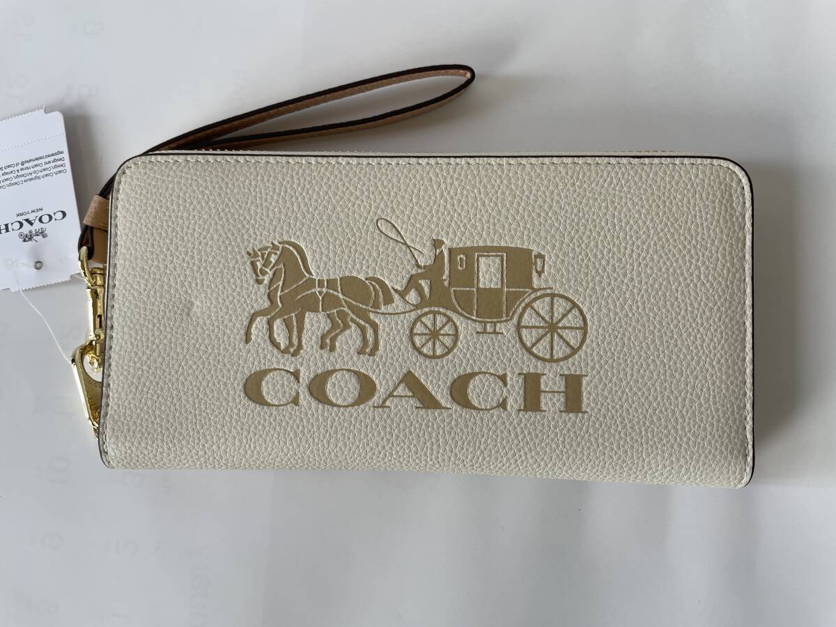 コーチ COACH 長財布 財布 ラウンドジップ ホースアンドキャリッジ ホワイト 