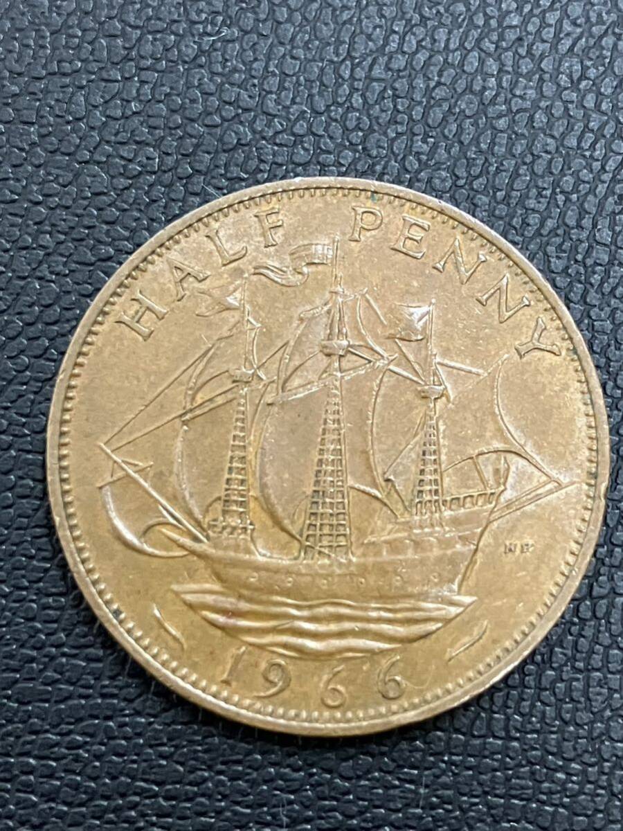 外国コイン イギリス ハーフペニー 海外硬貨 1966年_画像1