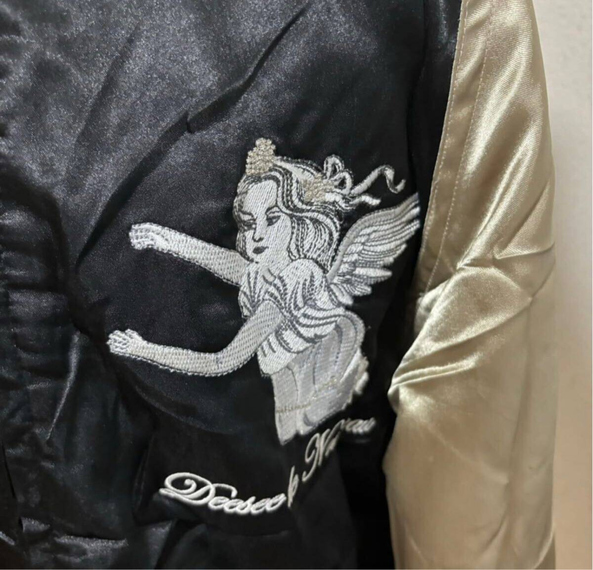ec34 スーベニアジャケット スカジャン 刺繍 和柄 天使 花の画像3