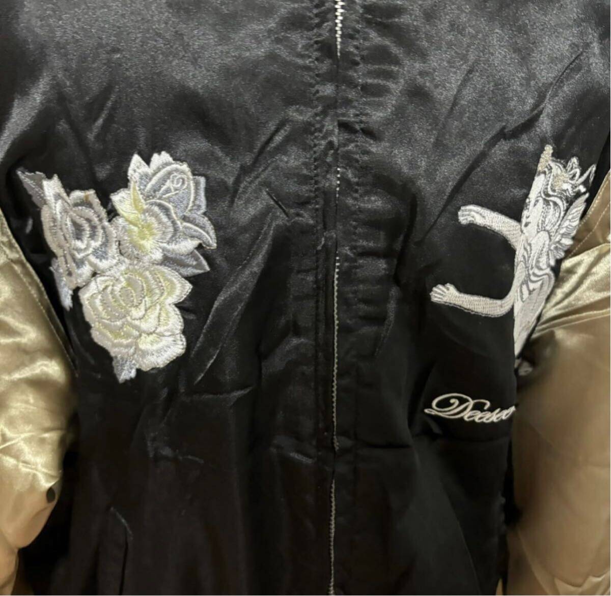 ec34 スーベニアジャケット スカジャン 刺繍 和柄 天使 花の画像2