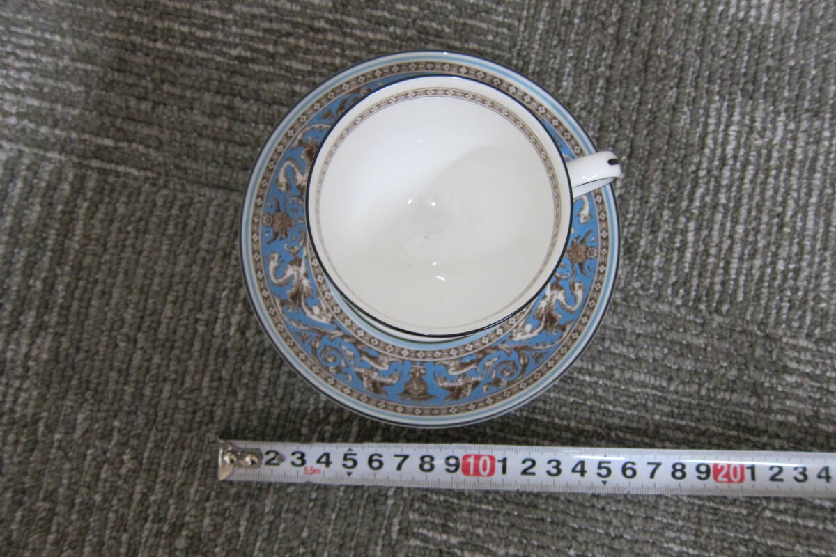 WEDG WOOD　Bone China　ウェッジウッド　フロレンティーン　ターコイズ　カップ＆ソーサー　2客　【93】_画像3