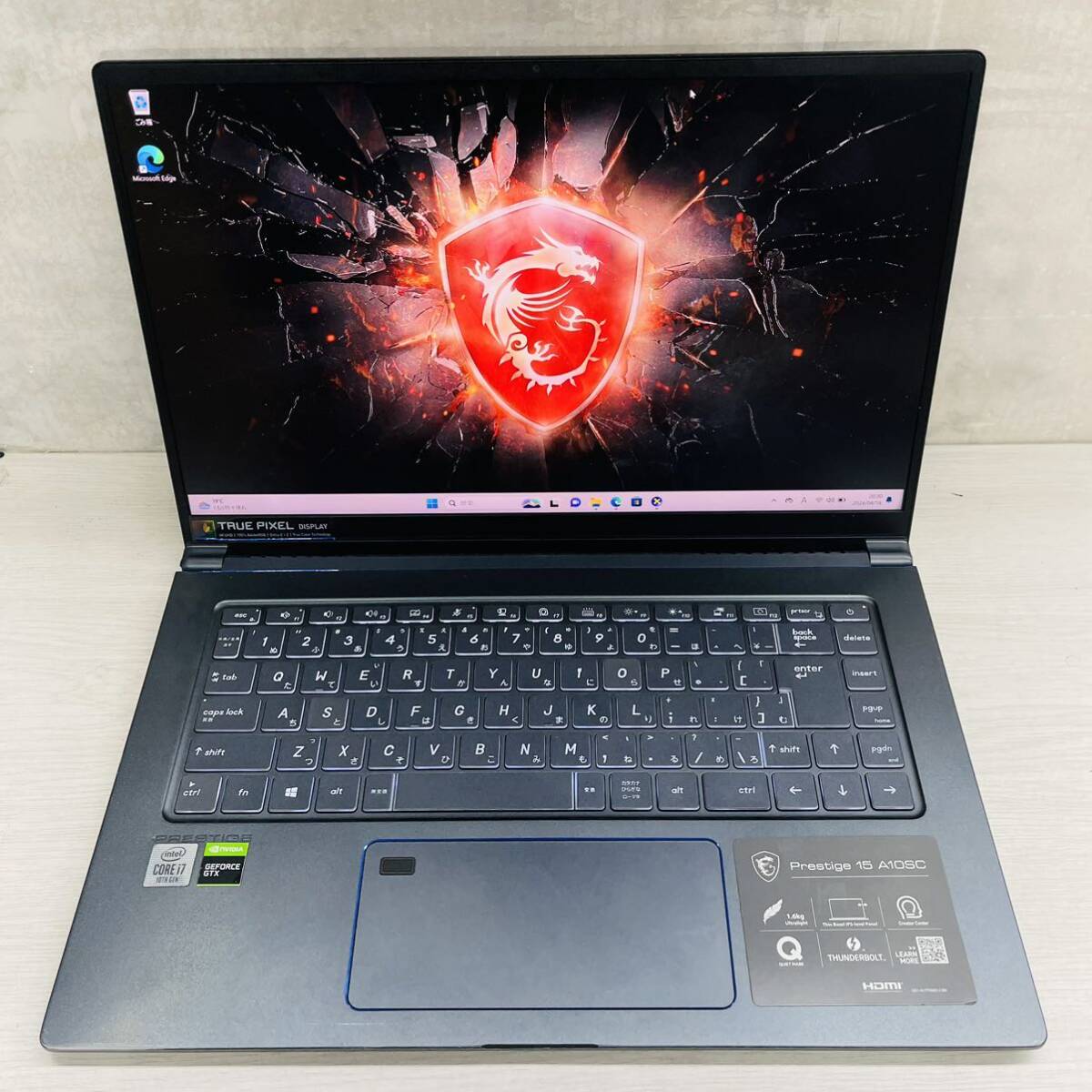 MSI Prestige 15 A10SC Windows 11 Pro 10世代 Core i7-10710U 32GB SSD512GB 15.6インチ Webカメラ有り _画像1