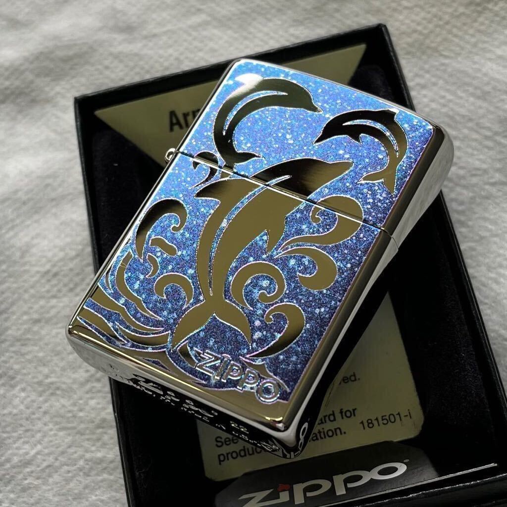 ZIPPO/アーマー/イルカ/ブルー/ラメ仕上げ/新品/ドルフィン/ジッポー/送料無料/プレゼント_画像1