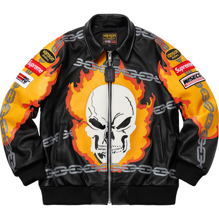 Supreme 19SS Week2 Vanson Leathers Ghost Rider Jacket Black Small