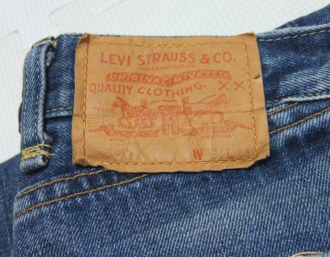 2006年 日本製 LEVI'S LVC 66501-0014 501XX-501 USED加工 デニムパンツ 紺 W31 ローライズ リーバイス BIG E 赤耳_画像8