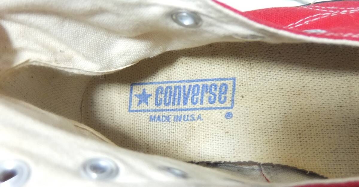 80s USA製 コンバース オールスター ハイカット キャンバス 赤 US4 当て布 22.5cm CONVERSE ALLSTAR HI 1980年代_画像9