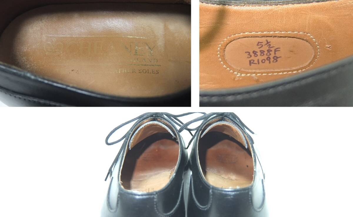 英国製 CHEANEY チーニー ストレートチップ レザーシューズ 黒 ５1/2 革靴の画像10
