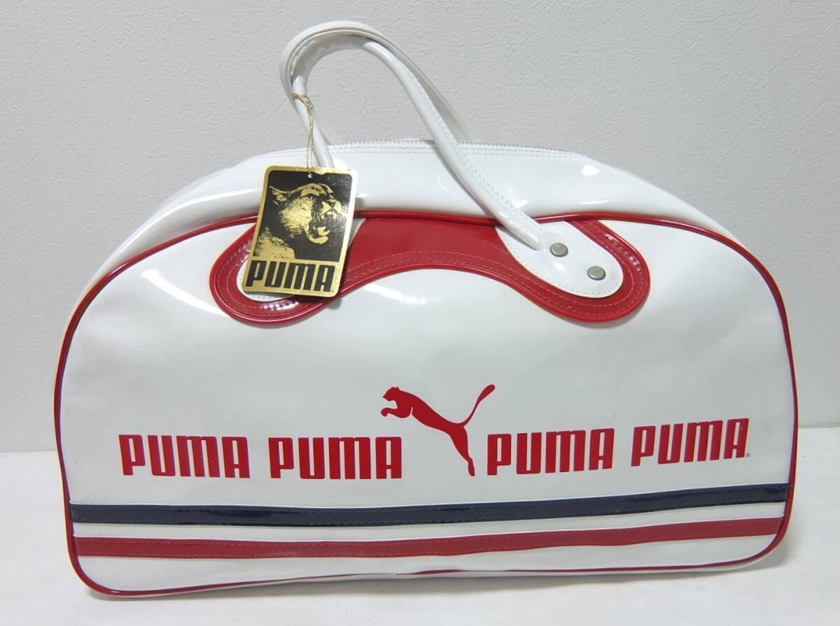 デッドストック ビンテージ PUMA エナメル ボストンバッグ オールド プーマ vinatge 未使用品_画像1