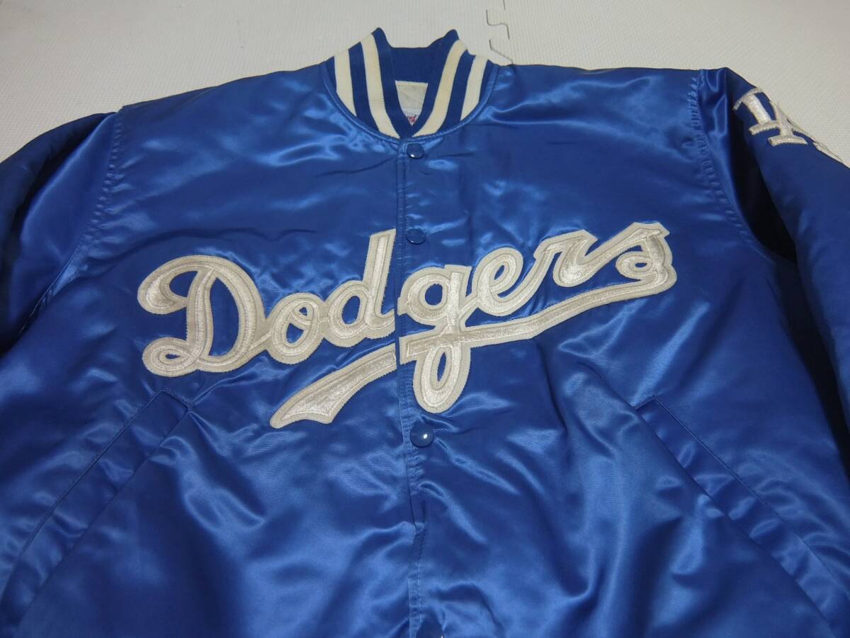 90s STARTER ドジャース サテンスタジャン 青 L ジャケット ジャンパー 1990年代 Los Angeles Dodgersの画像3