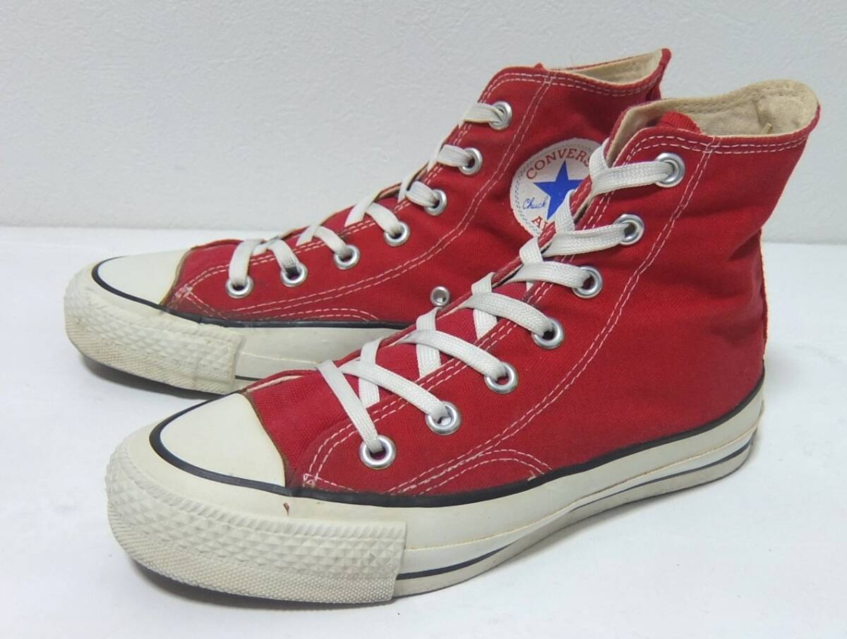 80s USA製 コンバース オールスター ハイカット キャンバス 赤 US4 当て布 22.5cm CONVERSE ALLSTAR HI 1980年代_画像2