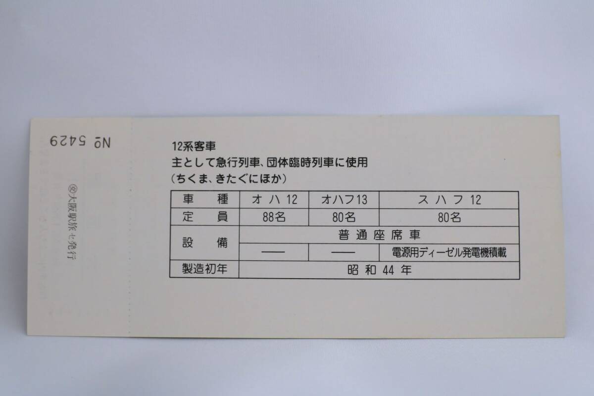 【送料無料】大阪の電車・列車シリーズ記念入場券No.5 国鉄大阪鉄道管理局/記念切符/記念乗車券/20系/12系客車/14系客車/50系客車/寝台特急