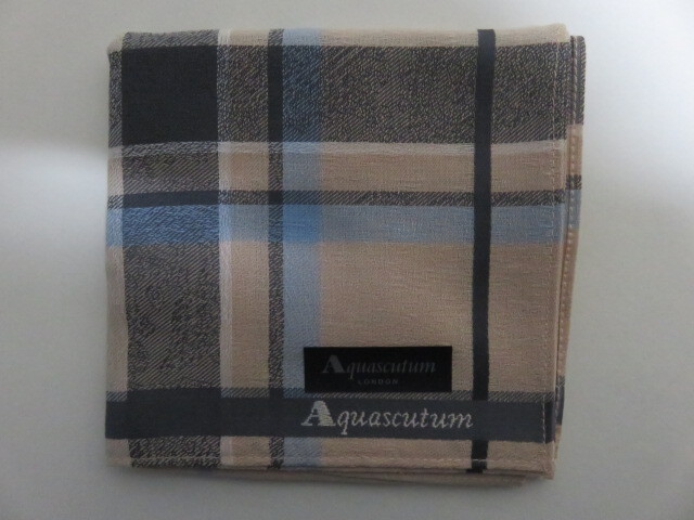 ハンカチ Aquascutum London ブルーミング中西製 新品未使用 ５０㎝×５０㎝の画像1