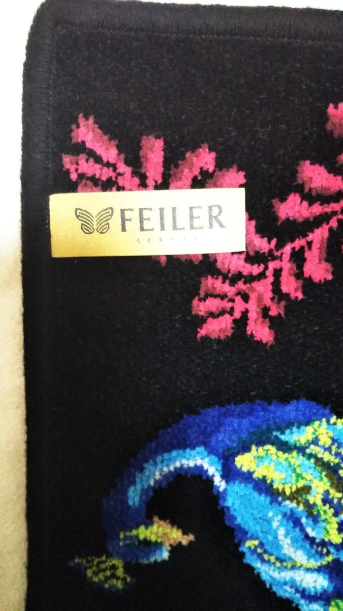 フェイラー 大判サイズ ハンカチ　 約30×30cm　シュニール織　ギフト袋セット♪　ピーコック　未使用　ドイツ FEILER