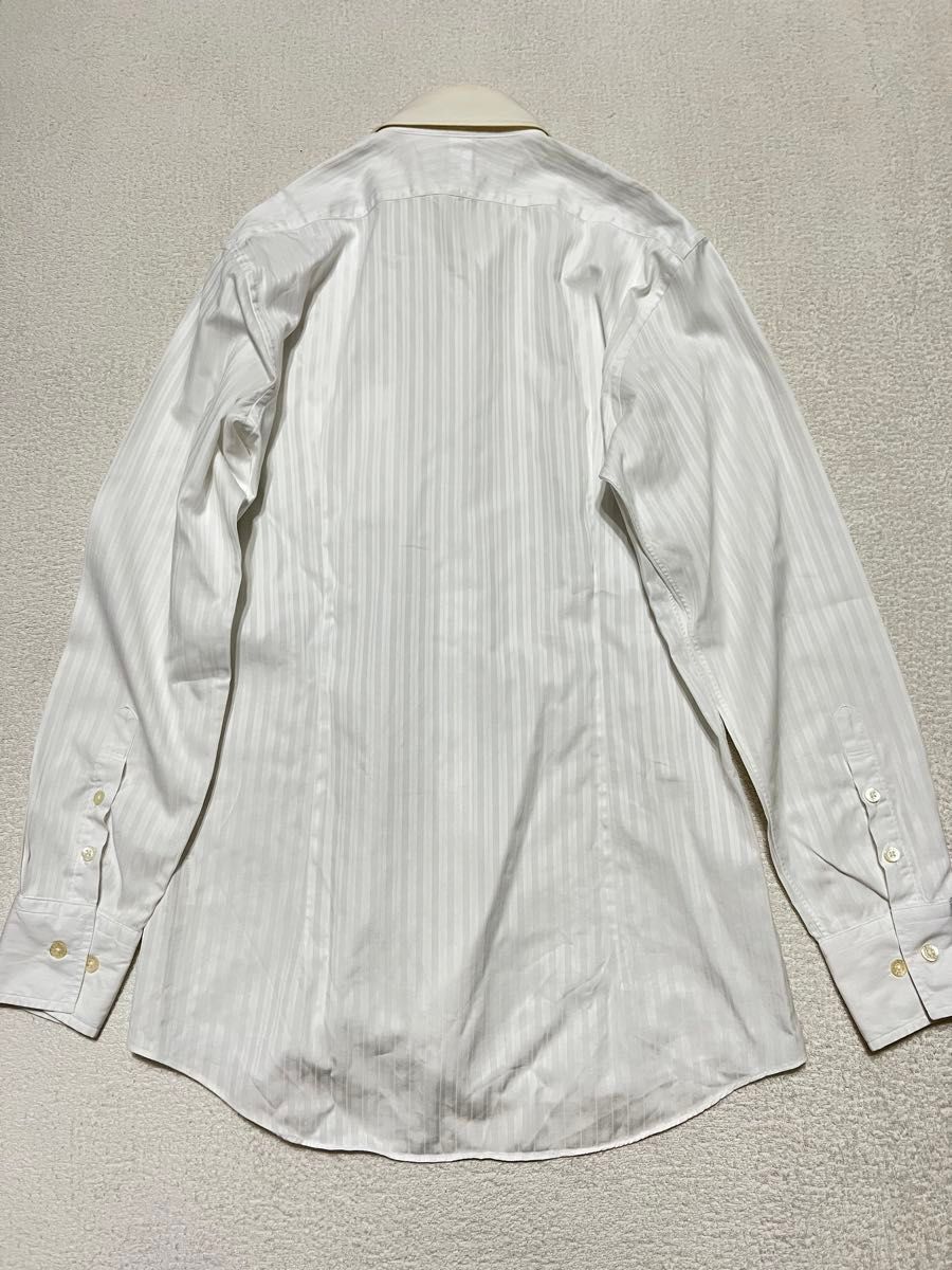 ☆TAKEO KIKUCHI 難あり 日本製 シャドーストライプ 高級 ホワイトYシャツ