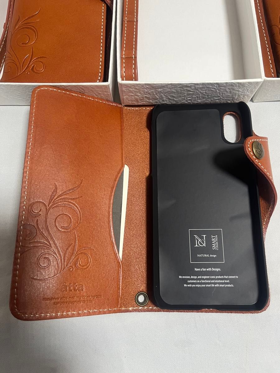 【未使用品】　iPhone X XS 手帳型レザーケース Smart Leather　オレンジ