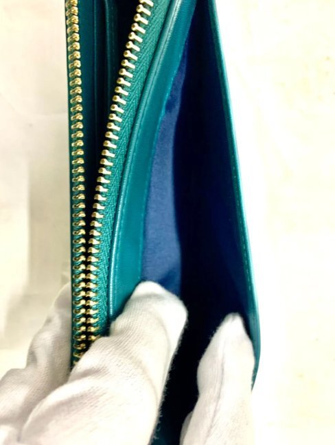  Marie Claire баранья кожа сетка длинный кошелек голубой зеленый × темно-синий 