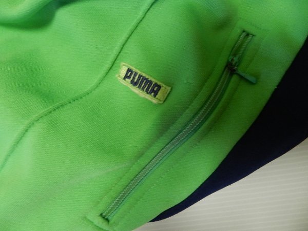 昭和レトロ・ビンテージ！■puma/プーマ製！【★グリーン×ネイビー！■足掛け付き！】トラックパンツ・ジャージ！/約M位の画像3