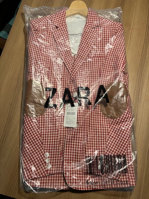 ZARAサマージャケット限定完売品、希少なデッドストック、タグ付き新品、可愛い赤のギンガムチェック_画像1