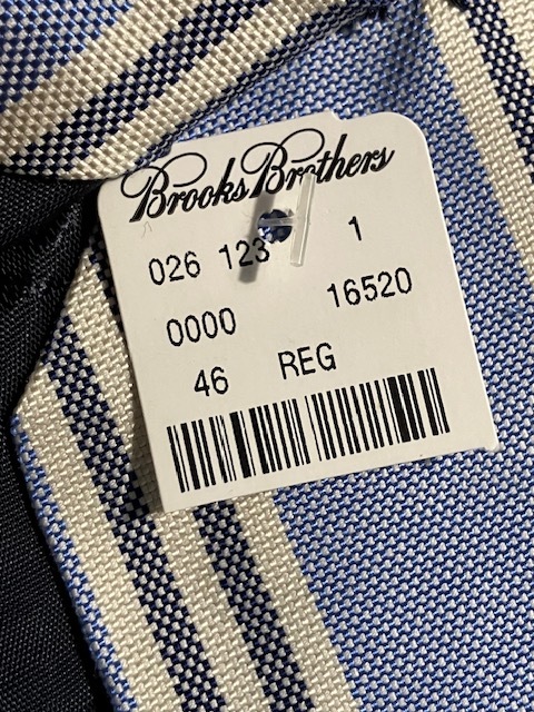 Brooks Brothers 未使用のブルックブラザーズのタイ。 春、夏らしいライトブルーのレジメンタルタイ、美品、_画像6