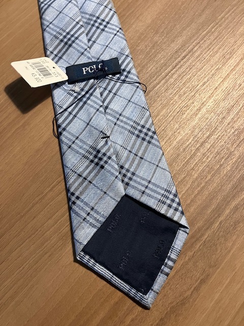 Polo,Ralph Lauren light blue, Burberry check. necktie, new goods unused, tag attaching,