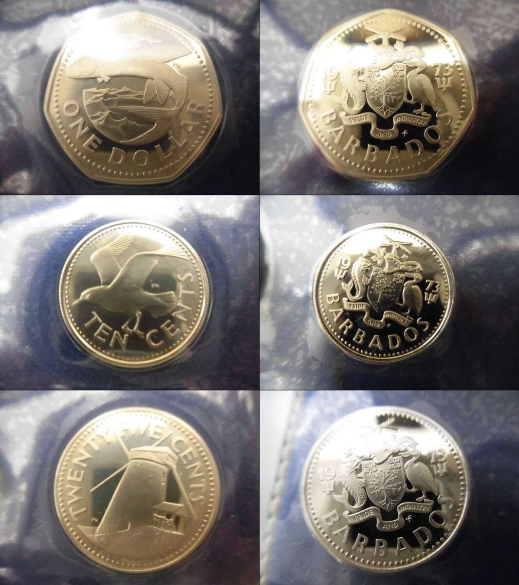 バルバドス プルーフ貨幣セット 1973年 銀貨 銅貨 コインセット 記念硬貨の画像6