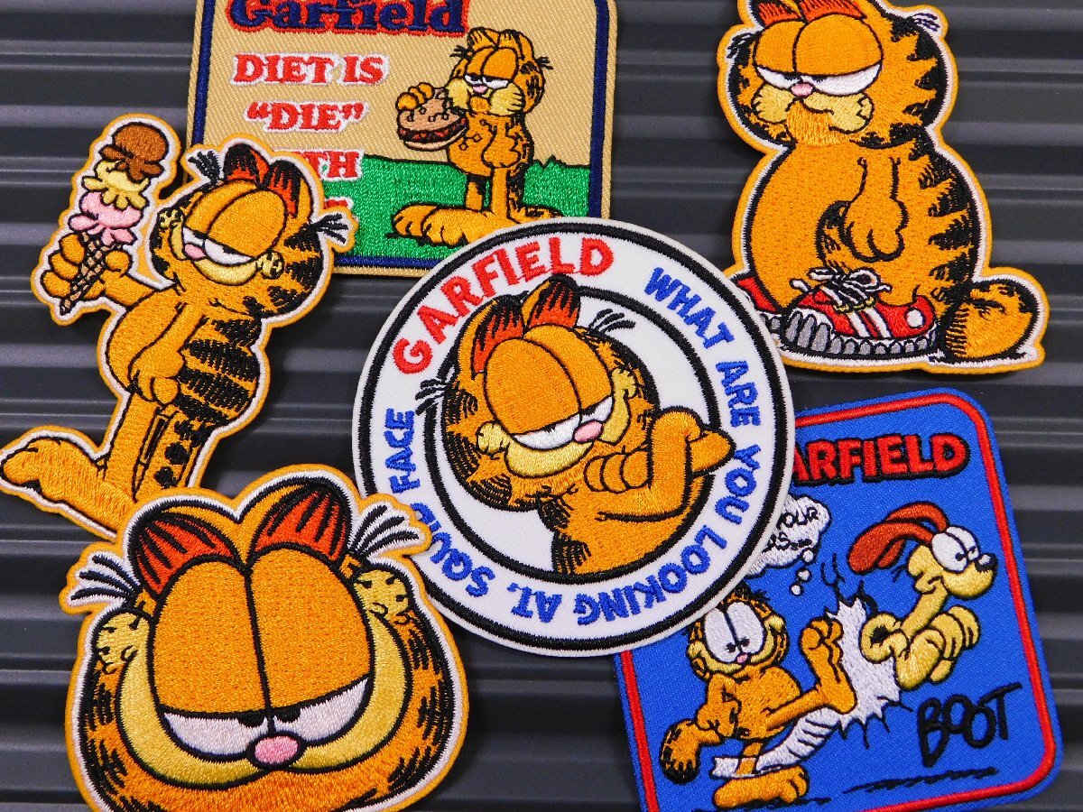 送料\84【GARFIELD・ガーフィールド】※《アイロン刺繍ワッペン》　アメリカン雑貨　刺繍ワッペン　アイロンワッペン　①_他の柄のワッペンも出品中です