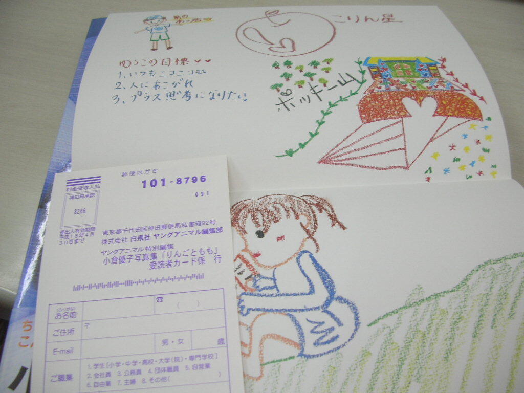 小倉優子　写真集　りんごともも　自筆こりん星イラスト付　2002年5月29日発行　初版本　白泉社_画像3