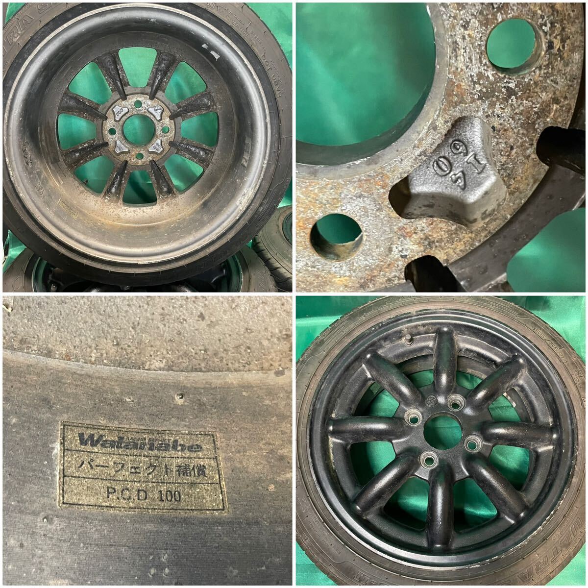 ワタナベ ホイール 4本セット PCD100 14インチ 6J 4穴 watanabe wheel 軽カー 軽トラ 軽バン 8スポーク 旧車ルック 走り屋 スポーツ_画像8