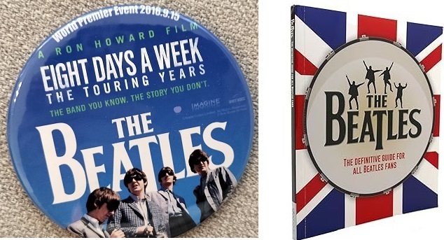 ■非売品■ザ・ビートルズ　缶バッジ＋資料本　THE BEATLES EIGHT DAYS A WEEK　映画公開記念 The Definitive Guide for All Beatles Fans