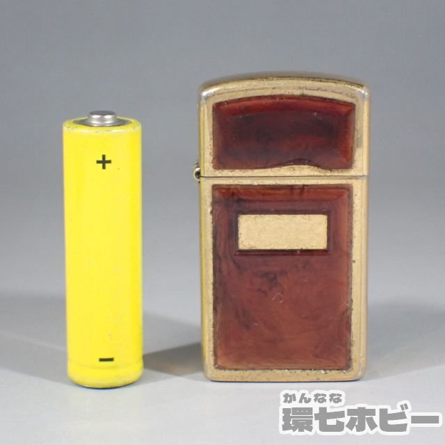 1WD29◆Zippo ジッポ ライター スリム べっ甲 ゴールデントータス 未検品現状/鼈甲 ビンテージ ジッポー 送:YP/60_画像2