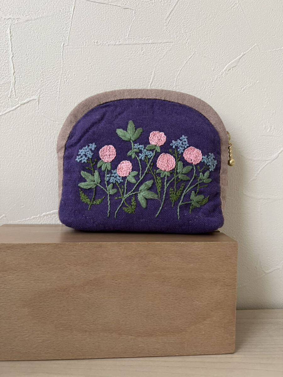 [handmade 01] hand .. patchwork flower embroidery quilt pouch 