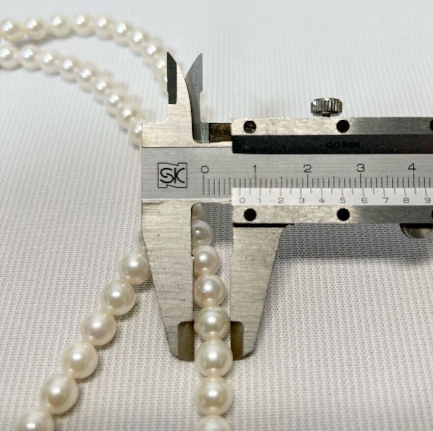 本真珠 あこや真珠 珠6.5-7.0mm SILVER留め具 重量55.7g 長さ82cm パールネックレス ホワイト ケース付きの画像6