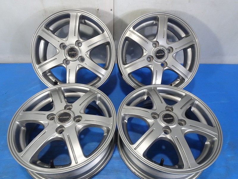 ◆BALMINUM◆14x4.5J +45 4穴 100 中古 アルミホイール 4本【福島発 送料無料】FUK-E13999★14インチ　テーパーナット専用_画像1