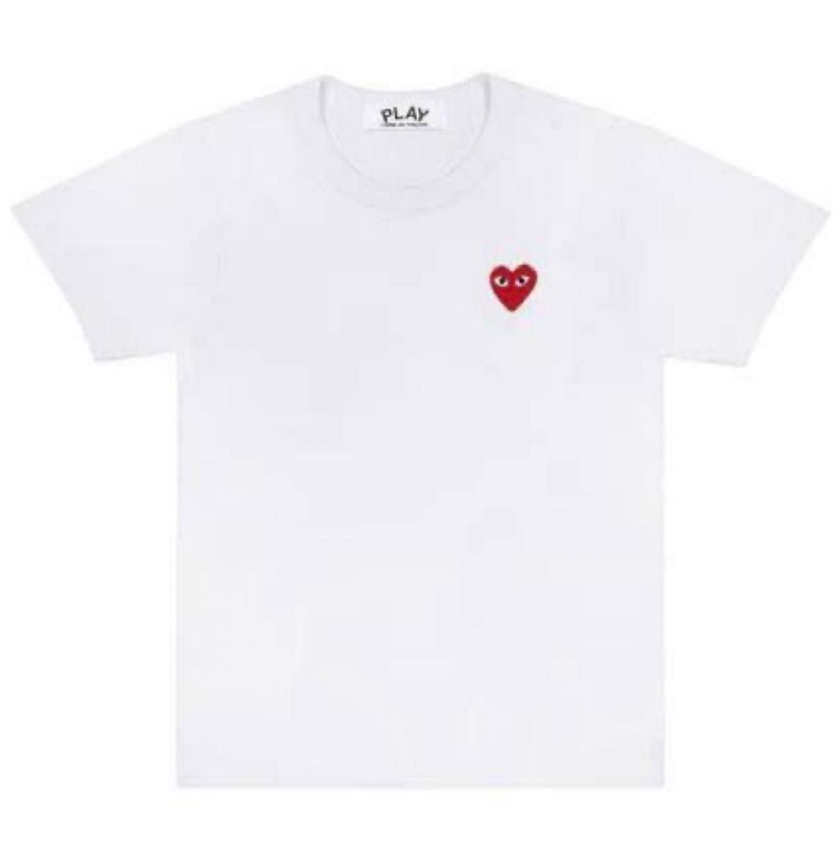 新品/PLAY COMME des GARCONS/半袖Tシャツ/プレイコムデギャルソン/サイズL/白/半袖/赤ロゴ