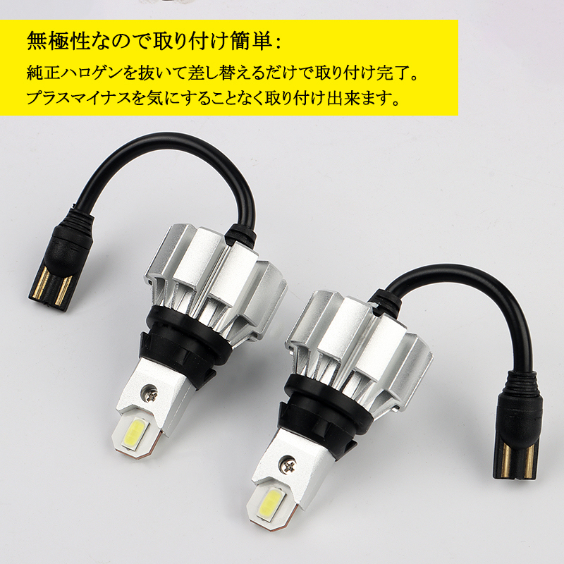 LED T16 バックランプ 専用 超激光 2灯合計 瞬間最大 6000LM ホワイト 純白 2個セット 12V 6000K リレー内蔵 無極性 後退灯 LEDチップ Y746の画像4