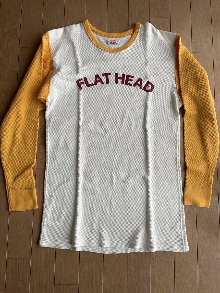 FLATHEAD フラットヘッド ワッフル 七分袖Tシャツ 44 バイカースタイル 日本製_画像1