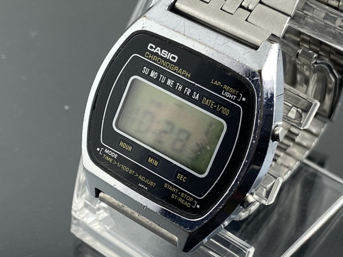 [M001]1円～☆メンズ腕時計 CASIOカシオクロノグラフデジタル660421 110S-37 動作品の画像1