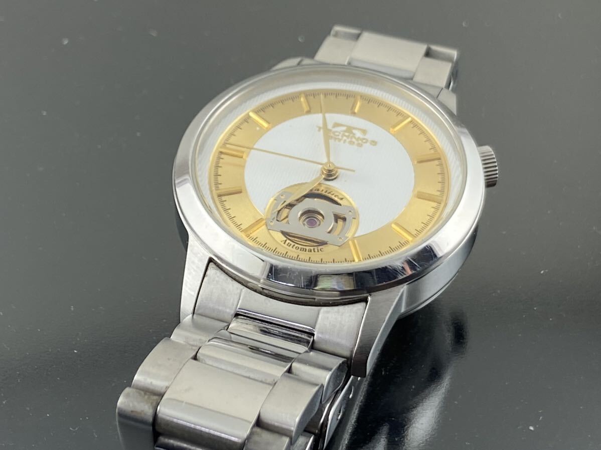 [M002]1円～☆メンズ腕時計 テクノス TECHNOS SWISS AUTOMATIC オートマチックTBKA835動作品_画像8