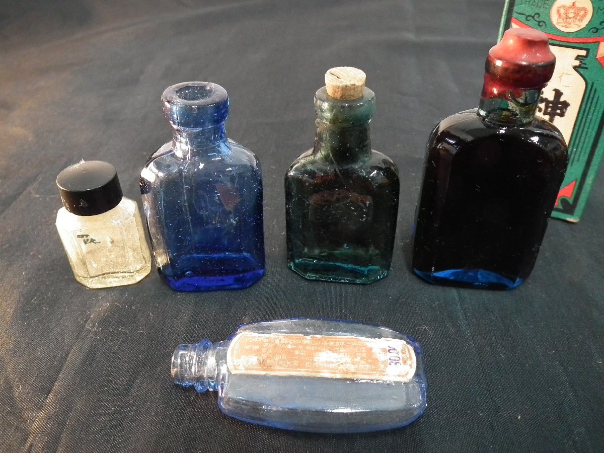 神薬 ガラス瓶 薬瓶 小瓶 青色 コバルトブルー【1147】_画像2