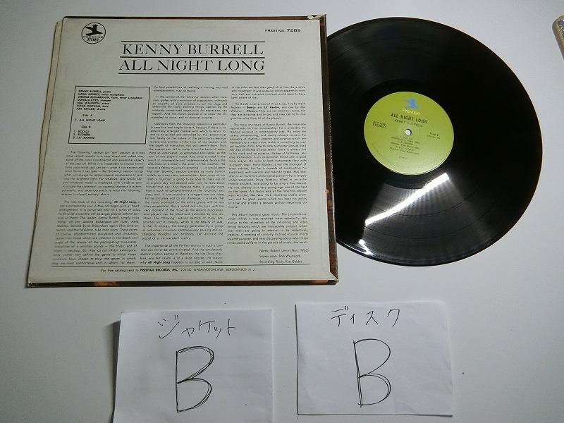 Ys6:KENNY BURRELL WITH DONALD BYRD AND HANK MOBLEY / ALL NIGHT LONG / PRESTIGE 7289_画像3