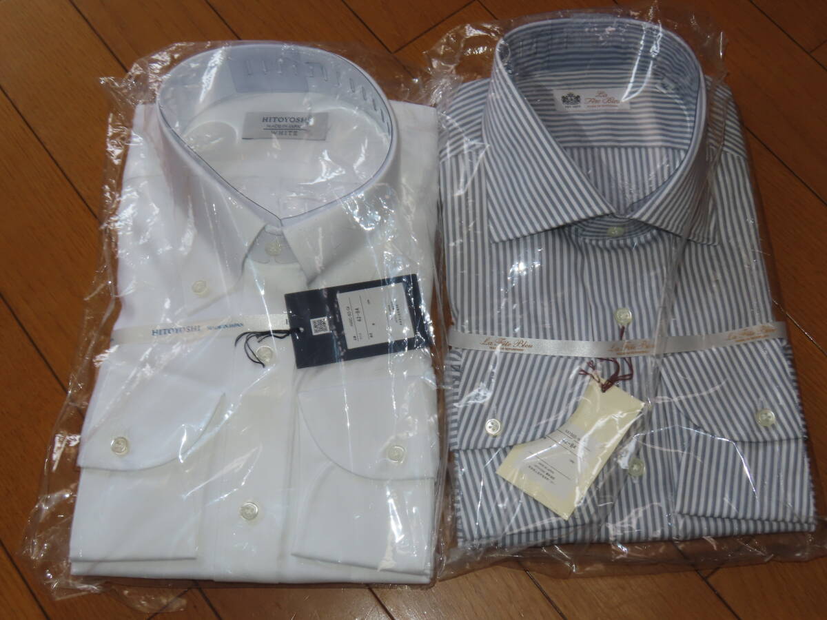 34 MADE IN HITOYOSHI ボタンダウン・ワイシャツなどアソート2枚 (42-84) 百貨店販売品 人吉シャツ 高級シャツ 未使用の画像1
