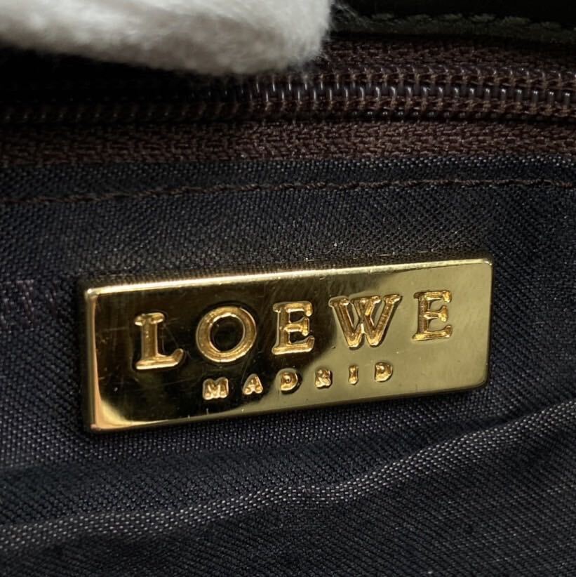 1円【極美品】LOEWE ロエベ メンズ ショルダーバッグ サコッシュ メッセンジャー ポシェット アナグラム オールレザー カーキグリーン 緑系_画像10