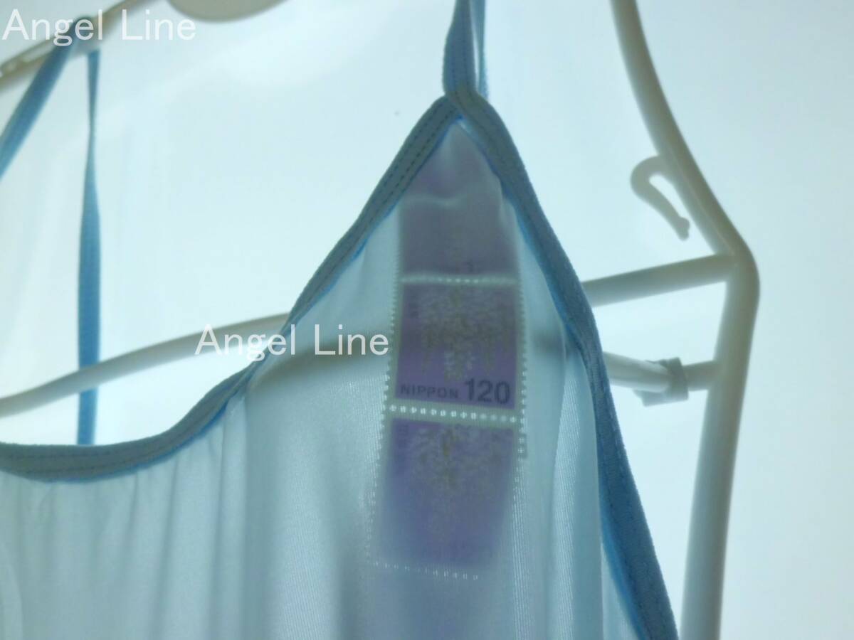 324037ミルク糸繊維ハイレグレオタード紐細めオープンクロッチ背中オープン薄灰青色_画像6