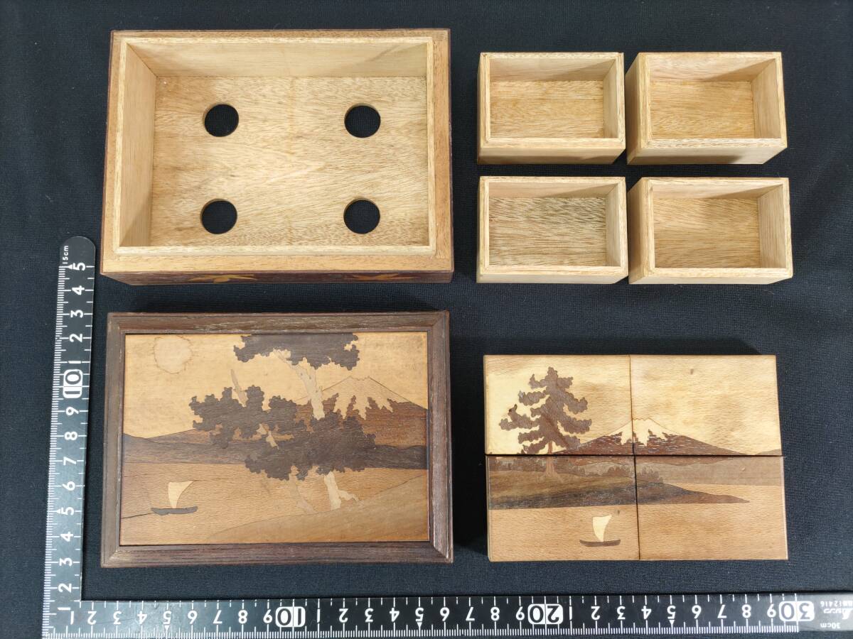 ■送料無料！■伝統工芸■象嵌細工・パズル・Ｈ４．５×Ｗ１３．５×Ｄ１０ｃｍ■富士山■寄木■古民具■箱根細工■郷土玩具■郷土民芸！