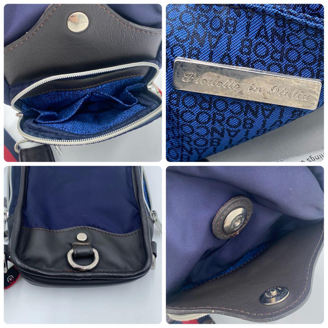 Orobianco Orobianco sling bag body 2way nylon navy blue black leather original leather LIMONTA highest grade line Giacomo Valentini