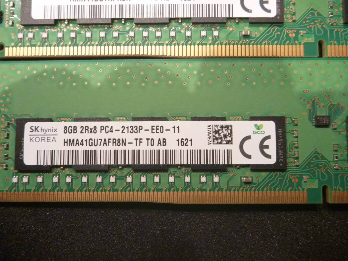 ★ DELL純正 DDR4-2133 PC4-17000 PC4-2133P-EE0-11 ECC Unbuffered 8GB×2枚 16GB ★ の画像1