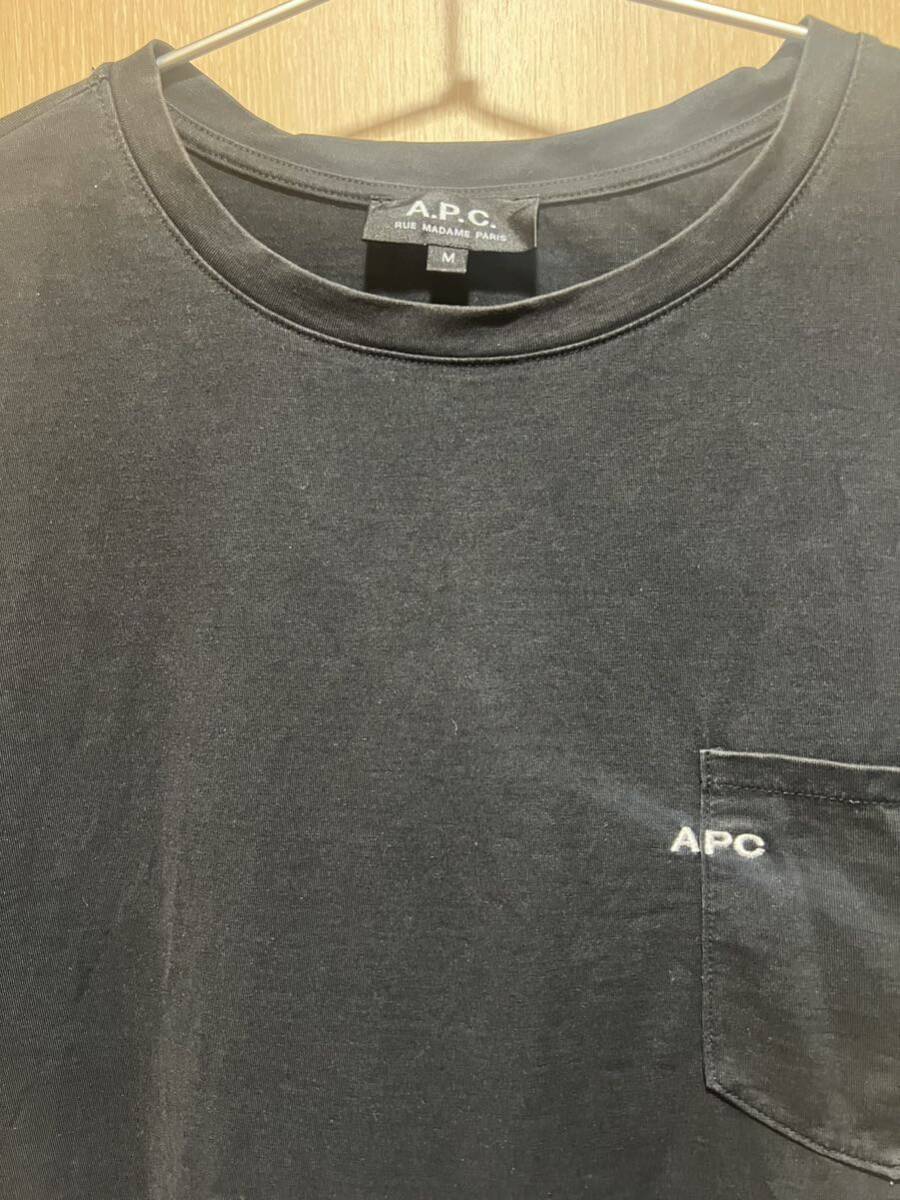 A.P.C. Tシャツ APC ポケット付き 半袖 ホワイト ブラック M ユニセックス アーペーセーの画像4